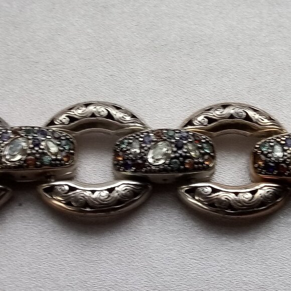 Brighton Crystal Voyage “Trust Your Journey” Link Bracelet Silver Tone Chunky - Picture 4 of 8